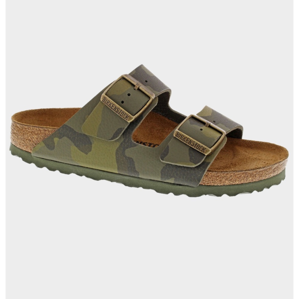 BIRKENSTOCK Arizona Womens Desert Soil Camo Green Slide Sandals